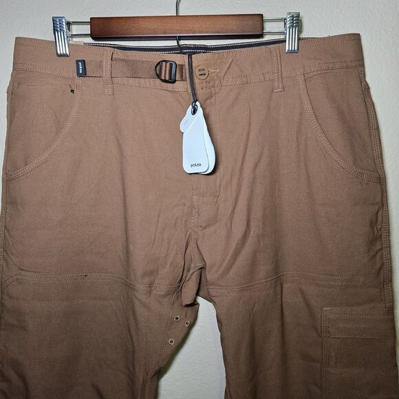 prAna Stretch Zion Slim Pant 2 Men’s 36x32 Sepia Water Repellent Hiking/ Roll Up - Picture 3 of 8